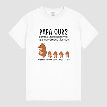 T-shirt Papa Papi Ours Personnalisé
