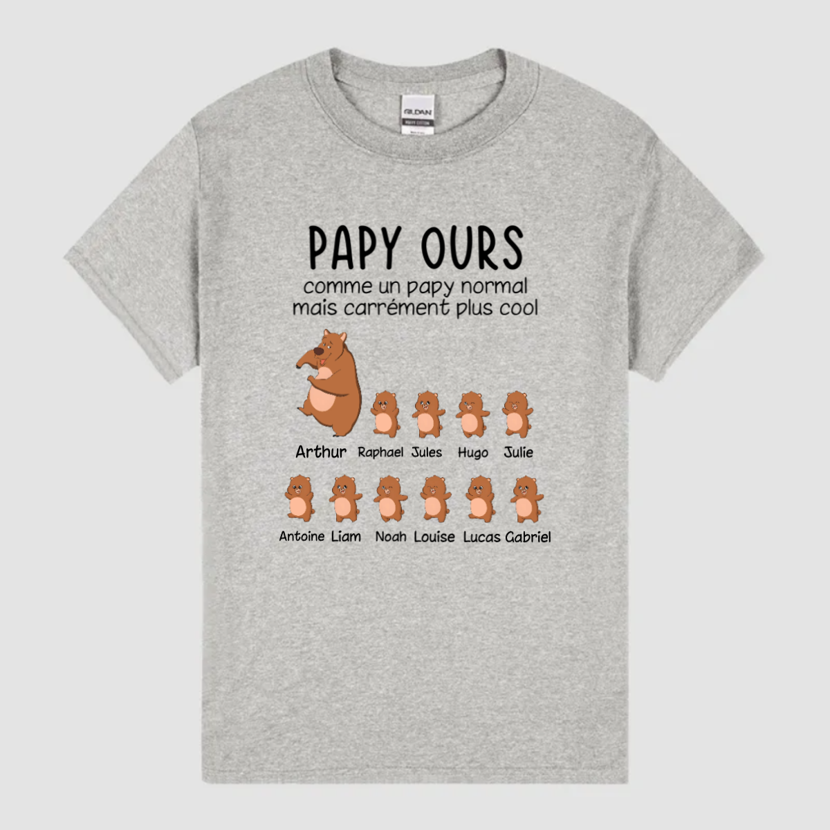 T-shirt Papa Papi Ours Personnalisé