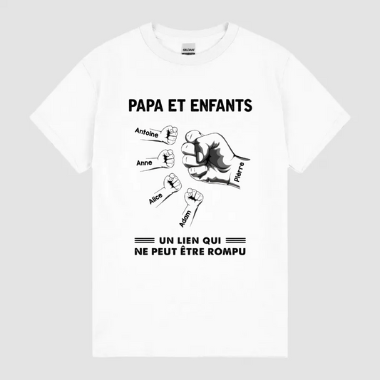 T-shirt Papa Et Enfants Un Lien Qui Ne Peut Être Rompu Personnalisé
