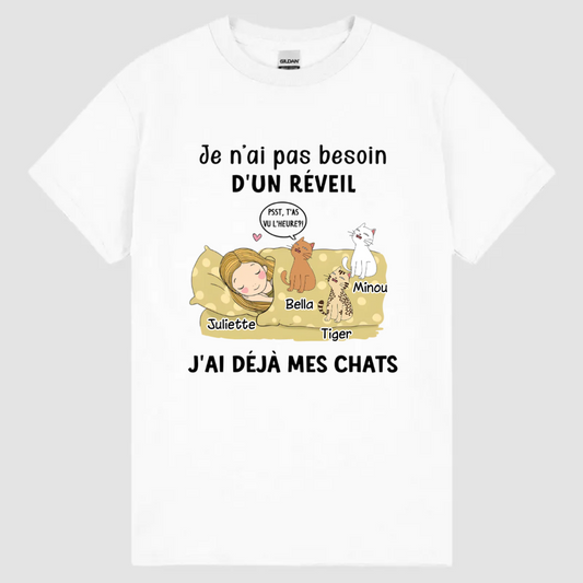 Sweat-shirt Je N'ai Pas Besoin D'un Réveil J'ai Mes Chats Personnalisé