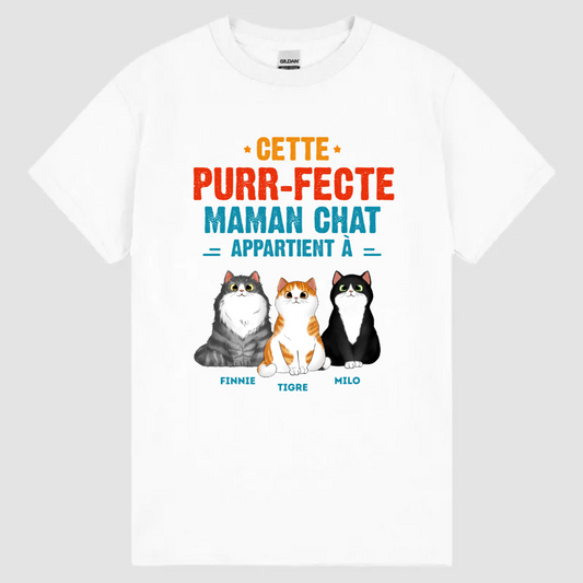 T-shirt Purr-fect Papa Chat/Purr-fecte Maman Chat Personnalisé