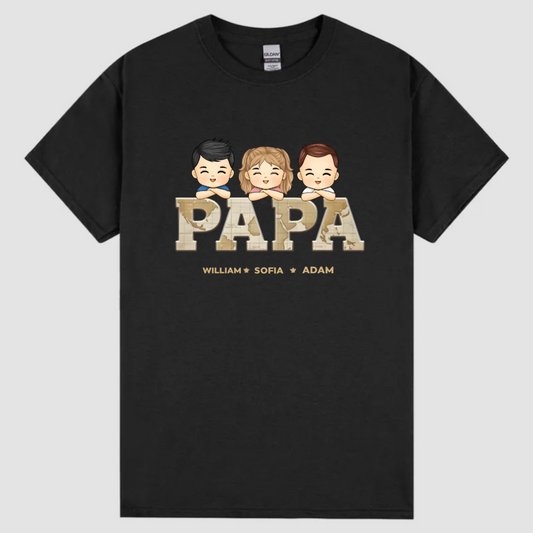 T-Shirt Carte Du Monde Papa Personnalisé